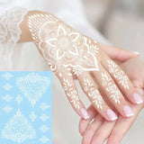 Lianfudai Henna Tattoo Stickers for Hand Waterproof Temporary Tattoos Women Body Art White Mehndi Sticker Water Transfer Tattoo Hena