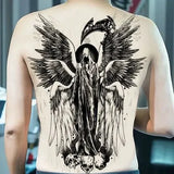 Lianfudai Angel Wings Tattoo for Man Punk Full Back Art Temporary Tattoos Waterproof Fake Tattoo Lasting Goth Feather Tattoo Stickers