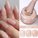 Lianfudai  Jelly Nude Gel Nail Polish 10ml Light Pink Peach Translucent Color UV Light Cure Gel Varnish Nail Art DIY at Home