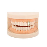 Lianfudai Hip Hip Single Colors Zircon Teeth Grillz 14K Gold Plated CZ Stone Tooth Caps Dental Grills For Women Men Jewelry