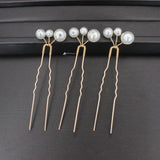 Lianfudai Fashion Metal U Shape Pearl Hairpin Clips Wedding Bridal Updo Ornaments Ancient Costume Modeling Hair Jewelry Accessories Gifts