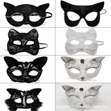 Lianfudai Halloween Cosplay Sexy Fox Mask Lace Eye Mask Animal Mask Half Face Women Sexy Cat Mask For Couple Masquerade Ball Party Game