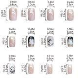 Lianfudai 24pcs/set short fake nails for Christmas french square tips with snowflakes snowman penguin faux ongles press on false nails