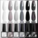 Lianfudai 6PCS/Set Nude Color Gel Nail Polish Set 150 Colors Glitter Semi Permanent UV Led Gel Varnish Soak Off Nail Gel Art Design