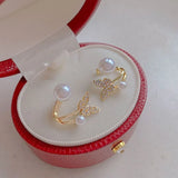 Lianfudai 2024 New Fashion Trend Unique Design Elegant Delicate Zircon Flower Pearl Earrings Women Jewelry Wedding Party Gifts Wholesale