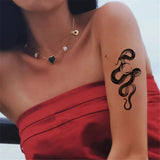 Lianfudai 2024 Summer Snake Flower Temporary Tattoos Sticker Waterproof Cool Dark Style Unisex Water Transfer Fake Tattoo Women Accessory