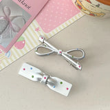 Lianfudai New Bowknot Hair Clips Silver Color Sweet Girls Y2K Cute Barrettes Hairpins Hair Accessories For Women Headwear Headdress