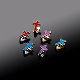 Lianfudai Single Colorful Cross Teeth Gillz 14K Gold Plated Tooth Caps Rapper Style Teeth Cap Unisex Fashion Body Jewelry