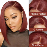 Lianfudai Reddish Brown Bob Wig Human Hair 13x4 Lace Front Wigs Human Hair Pre Plucked Short Bob Wig 180% Density 12A Color #33