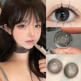 Lianfudai 1 Pair 0~-8.00 Myopia Lenses Colored Contact Lenses with Degree High Quality Natural and Beautiful Pupils New Soft Lenses