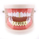 Lianfudai 18K Gold Plated Grillz Teeth Cross Heart Crystal Gold Gap Grillz Hip Hop Top & Bottom Tooth Cap Bling Grill Trendy Open Fang