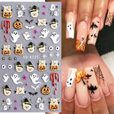 Lianfudai 5D Halloween Ghost Pumpkin Embossed Nail Stickers Decals Spider Web Clown Bone Nail Art Gel Sliders Design Manicure Decorations