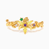 Lianfudai New Sweet Colorful Zircon Flower Animal Princess Open Adjustable Ring For Women Girls Cute Fshion Jewelry Gift