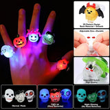 Lianfudai 10-30Pcs Jewelry Party Gifts LED Luminous Halloween Rings Creative Pumpkin Ghost Skull Glowing in Dark Finger Rings Toys Lights