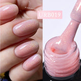 Lianfudai  7ml Nude Pink Glitter Rubber Base Gel Polish Sparking Sequins Semi Permanent Soak Off Nail Art Varnish All For Manicure