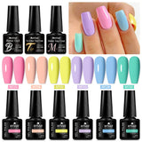 Lianfudai 6Pcs/Set Nude Color Gel Nail Polish Set Kit Spring 6 Colors UV LED Nail Art Gel Vernis Semi Permanent Base Top Coat