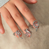 Lianfudai 3Pcs/Set Irregular Fingertip Rings for Women Opening Finger Rings Simple Silver Color Nail Ring Sets Charm Party Jewelry Gifts