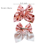 Lianfudai 2PC Spring Summer Women Kids New Floral Printed Bows Hair Clip Fresh Cute Hair Pins Barrettes Headwear Girls Hair Accessories