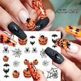 Lianfudai Halloween Nail Art Stickers Evil Pumpkin 3D Nail Decals Cartoon Skull Water Transfer Sticker DIY Festival Nail Decorations