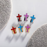 Lianfudai Single Colorful Cross Teeth Gillz 14K Gold Plated Tooth Caps Rapper Style Teeth Cap Unisex Fashion Body Jewelry