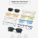 Lianfudai New Fashion Eyeglasses Frames For Women Men Silver Rectangle Glasses Anti Blue Light Small Square Sunglasses With Metal Frame