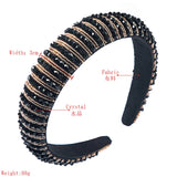 Lianfudai Luxury Full Diamond Hand-woven Beaded Headband Fashion Hair Accessories Female Baroque Sponge Headband Hair Hoop Headwear Woman