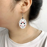 Lianfudai Hot Face Mask Earrings Face Hollow Personality Horror Movie Mask Earrings Halloween Acrylic Earrings Gift