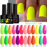 Lianfudai 7ML Neon Nail Gel Polish Summer Color Fluorescent Gel Nails Manicure Semi Permanent UV Gel Soak Off UV LED Nail Art Gel