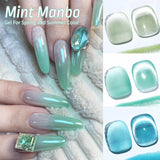 Lianfudai  Mint Green Color Cat Magnetic Gel Nail Polish Sparkle Glitter Gel Varnis Semi Permanent 10ml for Summer Manicure DIY