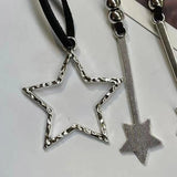 Lianfudai Y2K Star Pendant Necklace Star Pendant Choker Alloy Material Star Neck Jewelry Cloth Accessories for Women Girls