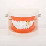 Lianfudai Hip Hop Single Tooth Grillz Cap Top Bottom Dental Grill Teeth Caps Halloween Cosplay