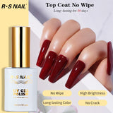 Lianfudai Top Coat- 15ML No Wipe Top Coat Gel Nail Polish High Gloss Shine Finish Long Lasting Home DIY Professional Manicure