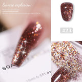 Lianfudai 24 Colors High Density Glitter Nail Gel Polish Explosive Flash Nail Art Gel Varnish Sparkling UV Soak Off Gel Lacquer