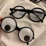 Lianfudai Funny  Will Turn The Eyeball Round Frame Glasses Creative Cute Eyemask Cosplay Festival Costume Props for Game 19X12CM