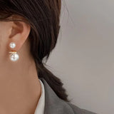 Lianfudai Simple Exaggerated Large Pearl Stud Earrings for Women Wedding Bridal Korean Imitation Pearl Earrings Office Jewelry Gifts