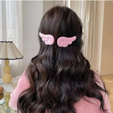 Lianfudai New Angel Wing Side Bangs Sweet Girl Hair Clip Cute and Versatile Simple and Simple Solid Color Duckbill Clip Girl Accessories