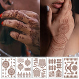 Lianfudai Henna Tattoo Brown Mehndi Stickers for Hand Temporary Tattoos Body Art Tatoo Waterproof for Women Fake Tatoo Hena Design