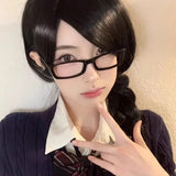 Lianfudai 2024 Kroean Harajuku Square Glasses Frame Women Fashion Plain Anti-blue Glasses Cosplay Decorative Eyeglasses Y2k Retro Eyewear