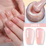 Lianfudai  Jelly Nude Gel Nail Polish 10ml Light Pink Peach Translucent Color UV Light Cure Gel Varnish Nail Art DIY at Home