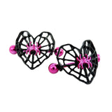 Lianfudai Cute Peach Heart Spider Web Nipple Piercing Two-color Electroplating Stainless Steel Nipple Ring Piercing Jewelry Wholesale