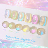 Lianfudai 10ml Cat Auroras Magnetic Gel Nail Polish Rainbow Crystal Nail Art Shiny Varnish UV Gel For Nail Art Design Manicure