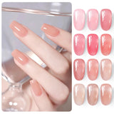 Lianfudai 15ml Jelly Nude Pink Gel Nail Polish Set Milky White Sheer Crystal Natural Translucent Soak Off Gel Polish 8/6/4PCS Kit