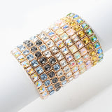 Lianfudai 2024 Merry Christmas Zircon Bangle For Women 8X8MM Inlaid Diamond Hand Boho Elastic Bracelets Beaded Gold Tennis Bracelets