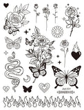 Lianfudai Size:158*120mm New Butterfly Tattoo Plain Flower Sexy Finger Collarbone Dark Waterproof Temporary Tattoo Sticker