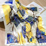 Lianfudai  Design brand foulard Neckerchief Shawl Wraps Print Silk Satin Scarf square Women Muslim Hijab Elegant Headband Bandana