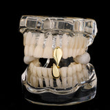 Lianfudai Hip Hop Fangs Set Tooth Cap Gold Plated Teeth Grillz Top Bottom Dental Grills For Women Men Halloween Cosplay Jewelry