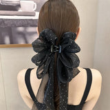 Lianfudai Fashion Large Bow Hair Claw Clip Super Fairy Temperament Headdress Women Hair Clip Sweet Hair Accessories