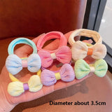 Lianfudai 6pcs High-value Korean Cute Hair Rope Bowknot Elastic Hair Ring Princess No Harm Hair Band Kid Hair Accessory