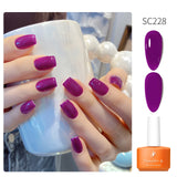 Lianfudai 7ml Semi Permanent Gel Nail Polish green blue purple Natural Transparent Nude Nails Art Soak Off  UV LED Varnish Base Top Coat