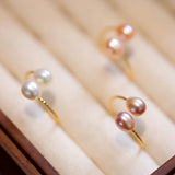 Lianfudai Natural Pearl Ring for Women Creative Geometric Index Finger Ring Fashion Wedding Jewelry Party Elegant Accessories Female Gifts